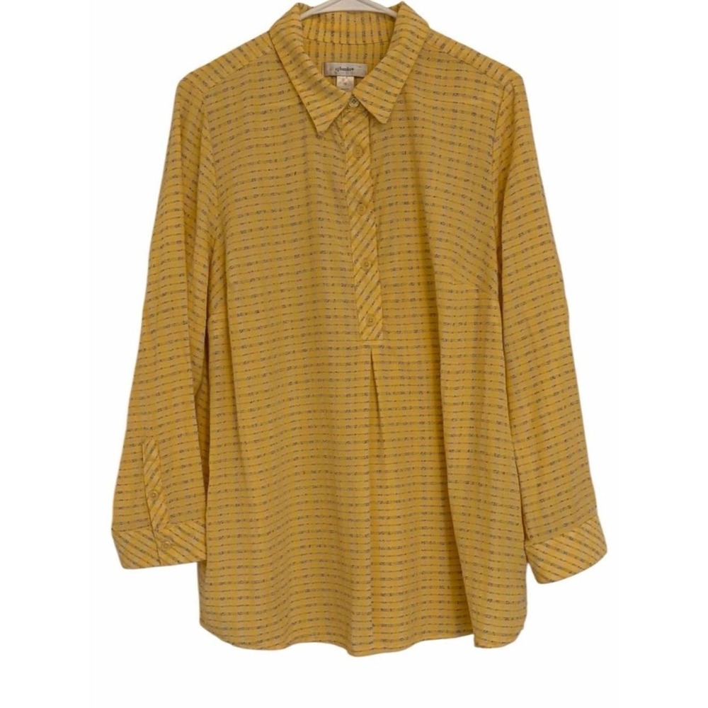 CJ Banks Plus Size Yellow 80s Vintage style blouse - Size 1X